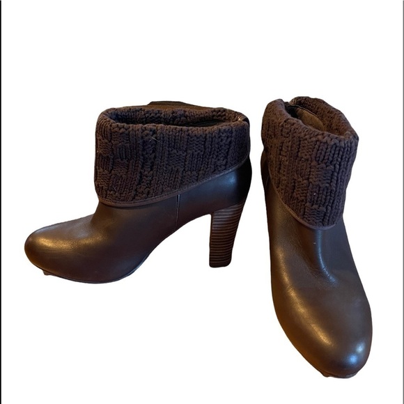 Ugg Dandylion Brown Leather Block Heeled Boots. Size 8.5 - Picture 3 of 14